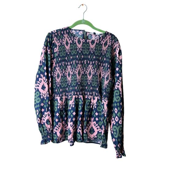 Michelle McDowell Smocked Top Blouse Ruched Detail Sz XXL - Picture 2 of 9